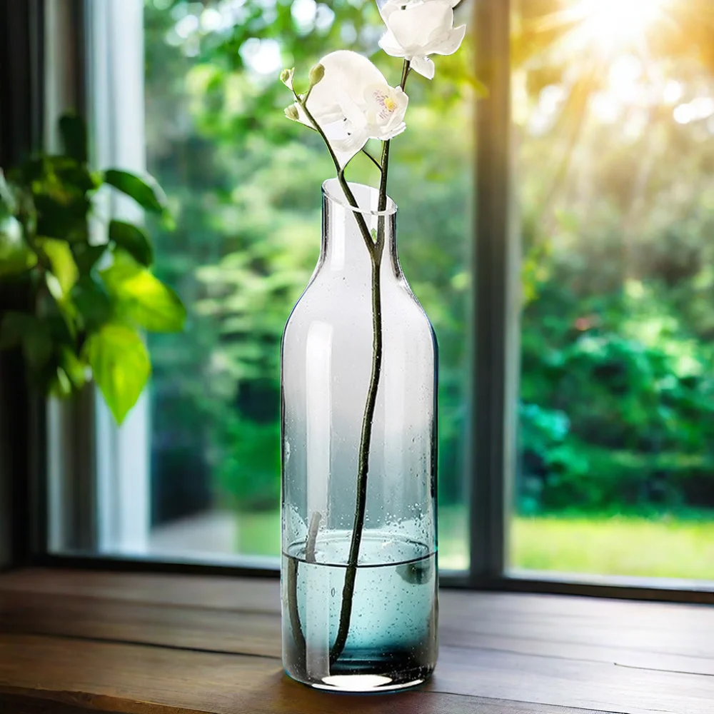 Modern Home and Wedding Decoration Diagonal Gradient Primary Color Glass Vase For Home Decoration