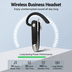 Bluetooth V5.3 Headset Wireless Headphones Hands-free Earphones 30H Music Earpiece with CVC6.0 Mic for Business/Driving