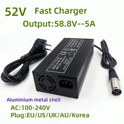 52V Fast Charger 58.8V/5A Charger For 52V lithium Battery Charger DC5.5x2.1x2.5 XLR Strong Heat Dissipation