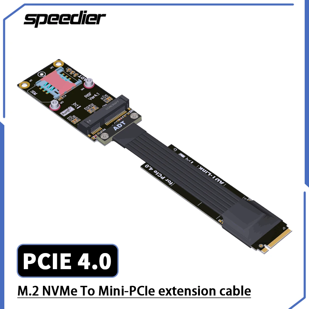 

Riser R46SF 4,0 PCIe 3,0/4,0 M.2 NVMe к мини-PCIe SSD адаптер для подставки M2 M Key к mPCIe Удлинительный кабель ленточный удлинитель