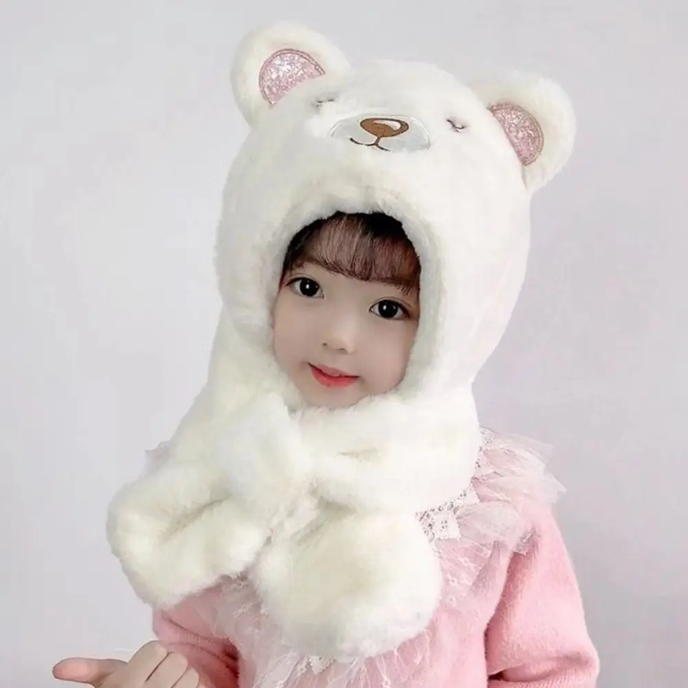 

Fashion Baby Winter Hat Warm Windproof Beanie Hat Scarf Soft Thickening Kids Scarf Hat Integrated Boys Girls
