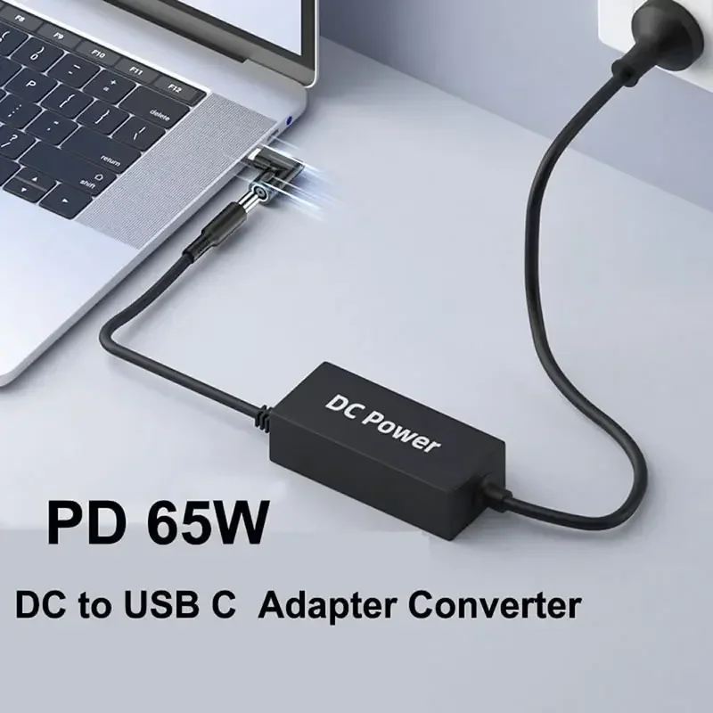 For Hp 4.5x3.0mm DC Power Jack to USB C PD Adapter Converter 65W / 100W Output for 5V 9V 20V Type C Phone Macbook Fast Charger