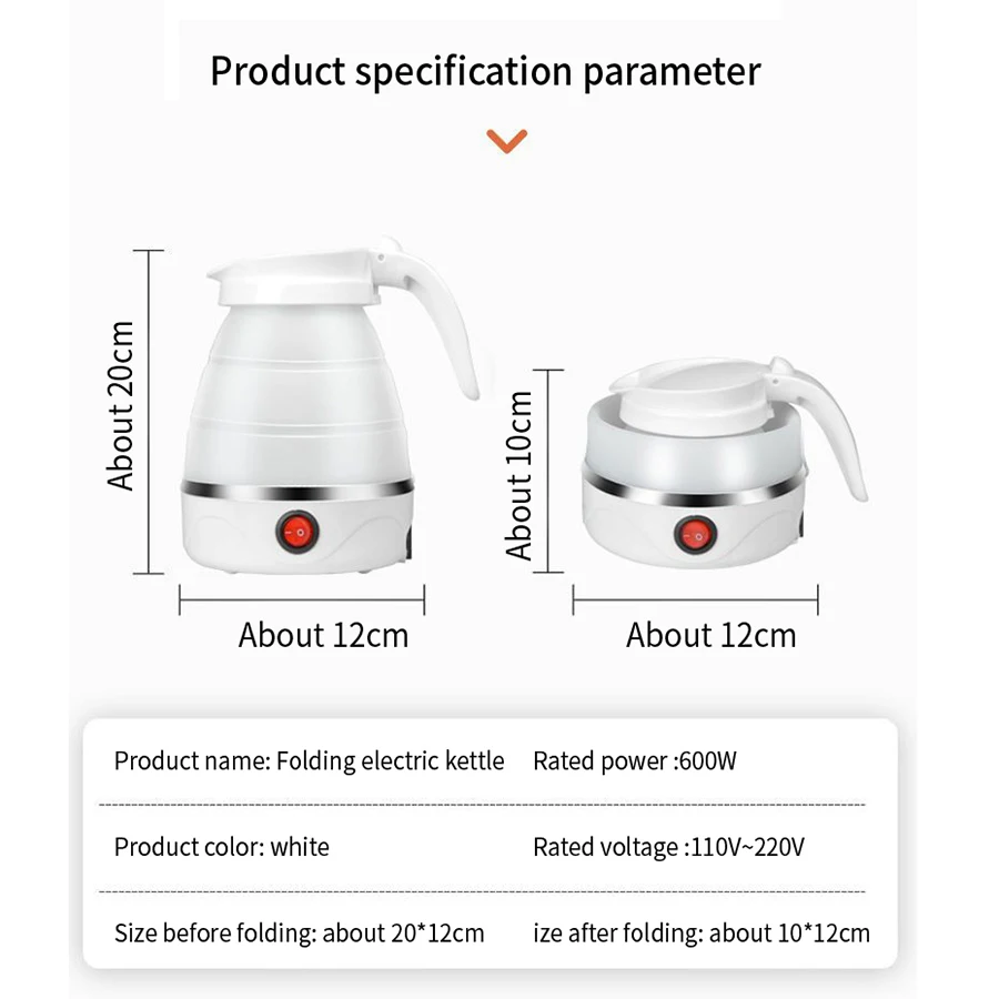 Składany czajnik elektryczny 220V/110V urządzenia domowe silikonowy przenośny czajnik podróżny utrzymania ciepła czajnik
