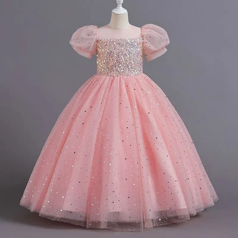 

Teenage Girls Princess Dress Summer New Style Bubble Sleeve Puffy Dress Children's Performance Dress Evening Dress