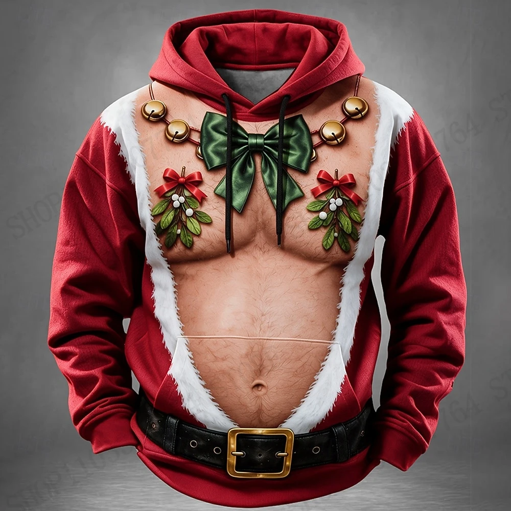 Christmas Belly Muscle Hair 3d Print Hoodie Men Women Fashion Oversized Tracksuits Christmas Light Hoodie Sweatshirt Men Clothes