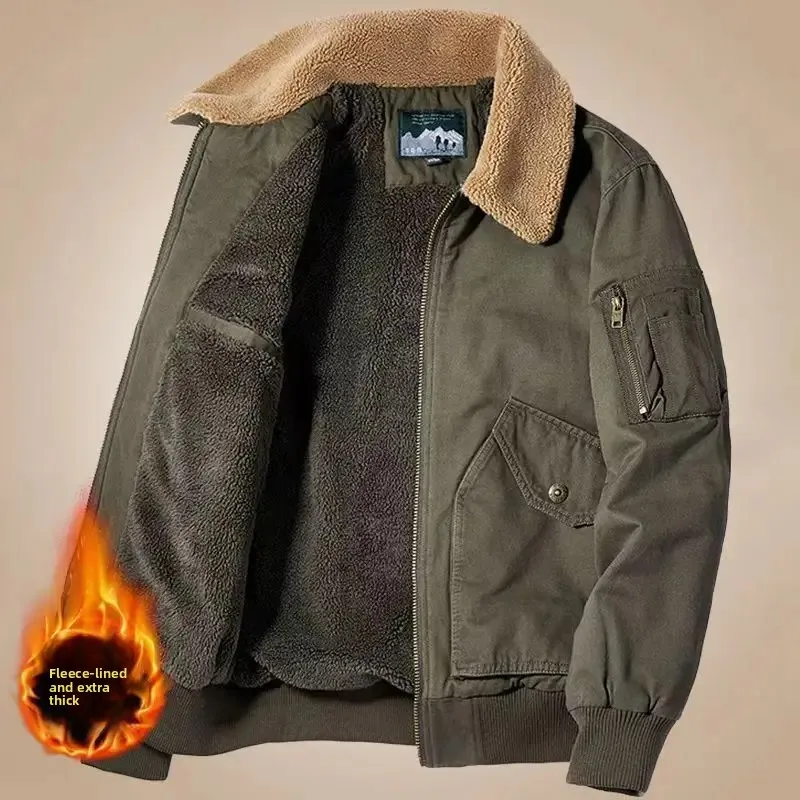 

Зимняя мужская куртка-карго, мужские высококачественные кашемировые куртки из ягненка, утепленное теплое пальто, модные повседневные куртки, мужская флисовая одежда