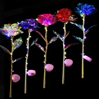 Led Valentine's Day Mother's Day Gift 24K Foil Plated Roses Artifical Flowers Wedding…