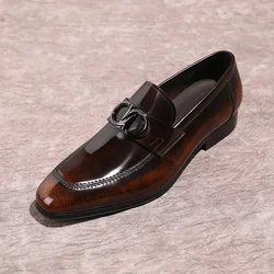 Men's Formal Shiny Handmade Leather Shoes Set Foot Business Casual Slip-on Shoe Shoes