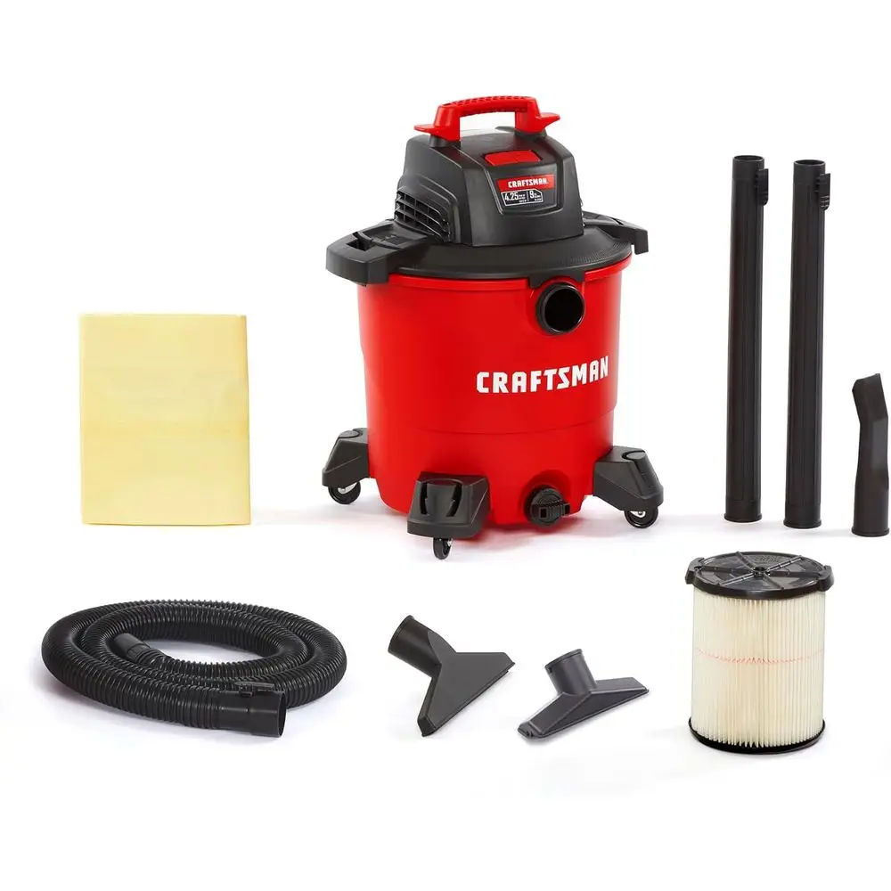 

9 Gallon Peak HP Wet/Dry Vacuum, Portable Shop Vacuum with Filter, Dust Bag, Hose & Attachments for Home, Garage, Automotive Use
