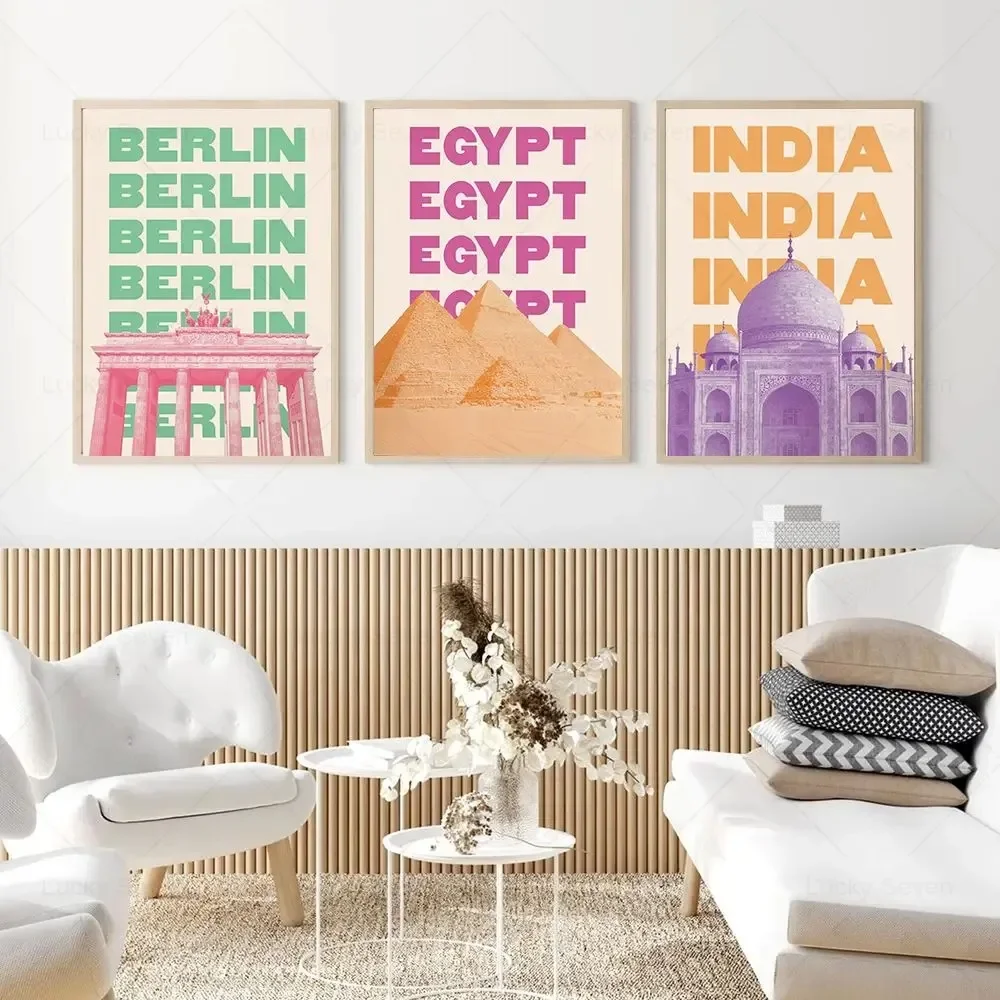 العصرية السفر طباعة شيكاغو نيويورك سان فرانسيسكو لندن باريس روما اليابان أمستردام برلين مصر ميامي قماش المشارك غرفة ديكور