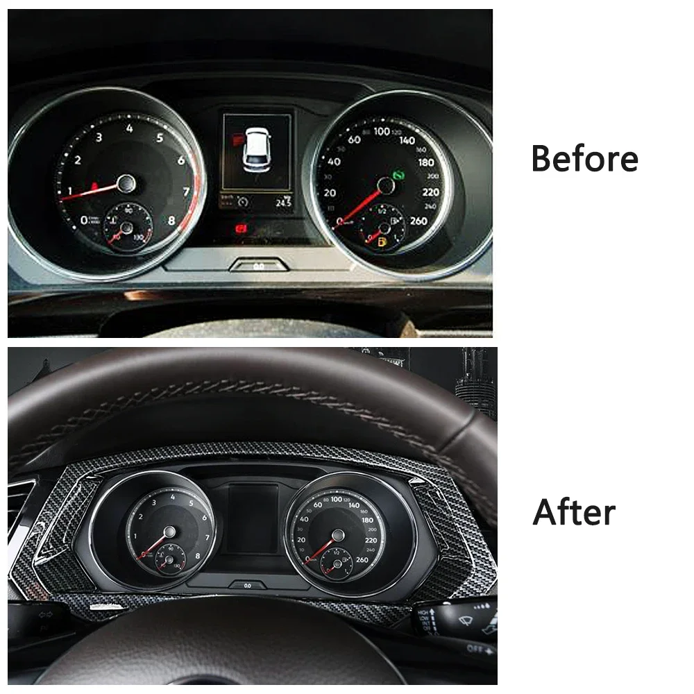 For Volkswagen VW Tiguan MK2 2017-2019 Carbon Fiber Color Dashboard Meter Instrument Screen Panel Trim Dash Board ABS Sticker