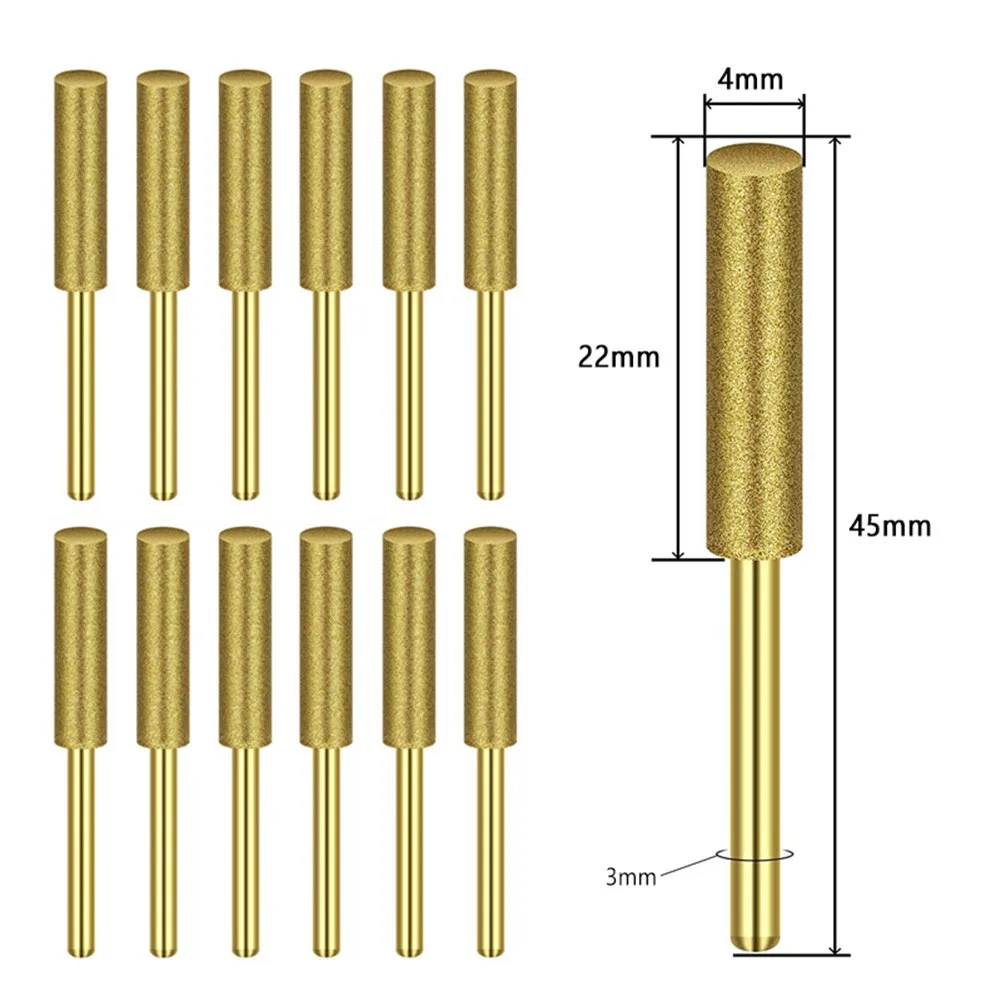 12 Pcs Diamond Chainsaw Sharpener Burr 4/4.8/5.5mm Grinder Chain Saw Drill Carving Bit Head For Polishing Grinding Tool Parts