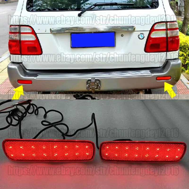 

Для Toyota Land Cruiser 100 LC100 1998-2007 2 шт. светодиодный задний бампер автомобиля противотуманная фара автомобильные аксессуары