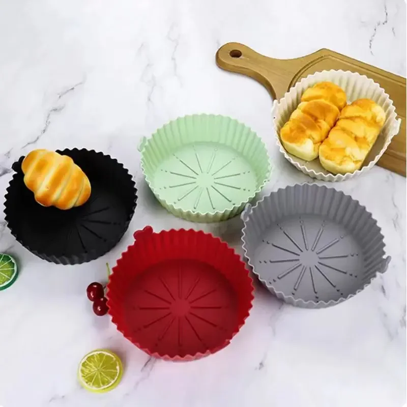 1PC Air Fryers Pan Liner Food-grade Reusable Accessories Silicone Airfryer Oven Baking Tray Pizza Fried Chicken Airfryer Basket