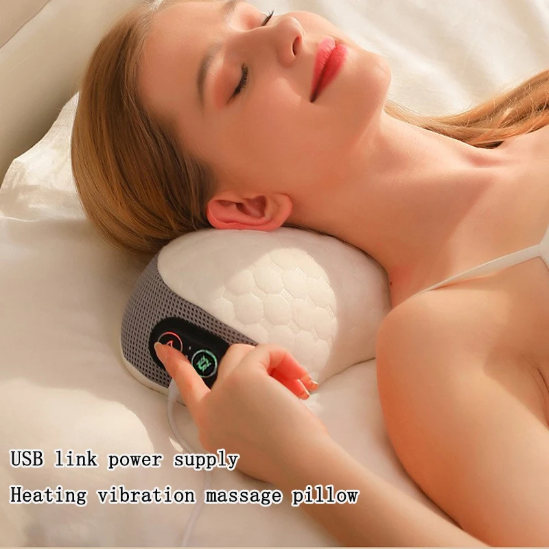 USB Powered Memory Sponge Neck Relief Pillow with Heating and Vibration Massage, Neck and Waist Relief