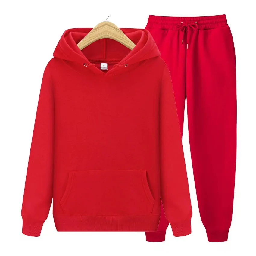 2026 New Men's Autumn and Winter New Solid Color Hoodie+pants Two-piece Set Fashionable Casual Sports Set Size S-4XL