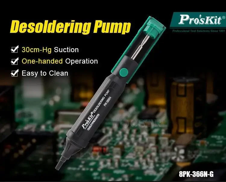 Pro'sKit مضخة ديسولديرينغ شفط القصدير المصاصون بندقية سبيكة لحام القلم المكبس مع أختام الزيت المزدوجة أدوات يدوية سريعة وسهلة