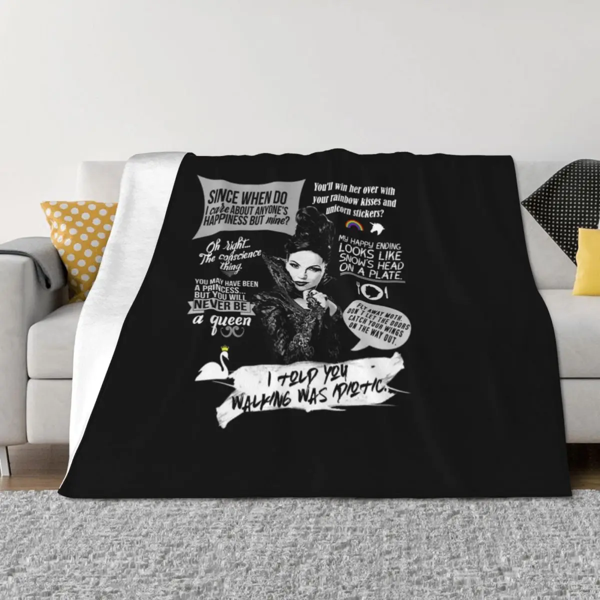 

Evil Queen / Regina Mills Quotes - Ouat Throw Blanket Bed Camping Plaid Blankets