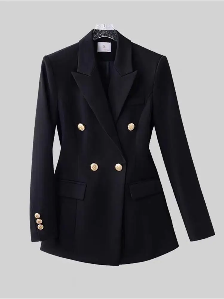 

Ele Profional Women's Suit Jaet Formal Interview Workwear Cleanfit Sle Long Sve ort Length Double Button