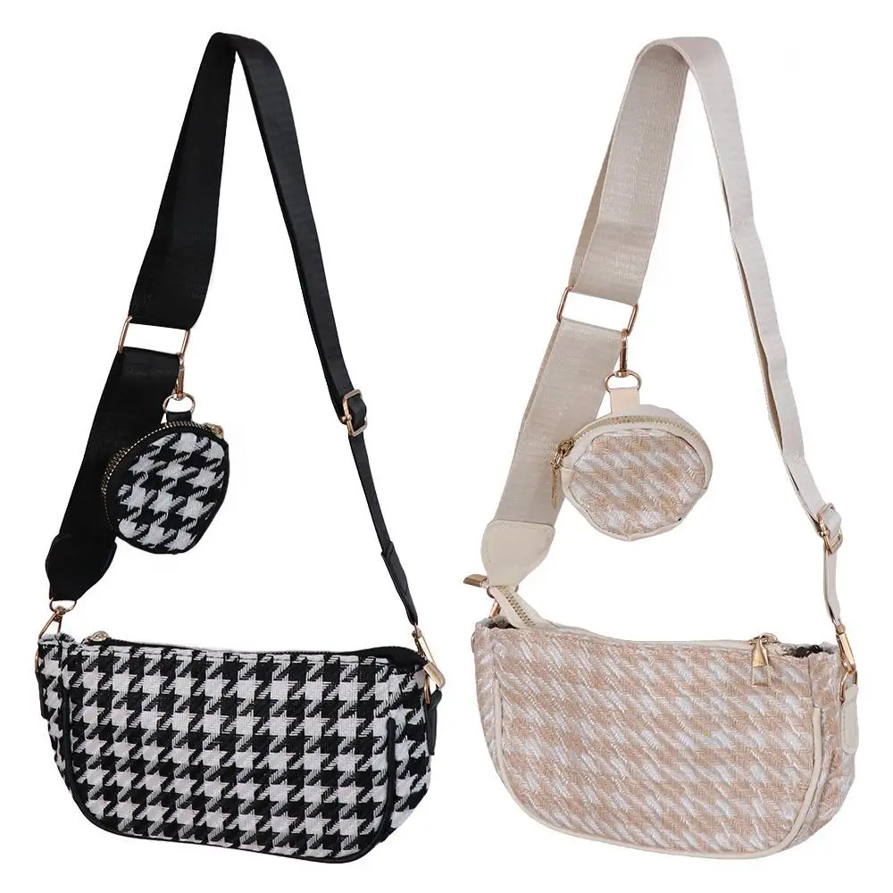 Composite Bags Casual Bag Travel Large capacity Mini Round Purse Women Crossbody Bag Plaid Print Shoulder Bag Messenger Bag