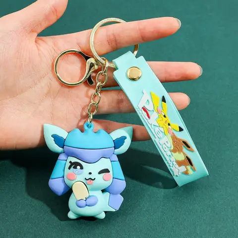 Eevee Nyckelringsutvecklingsset, Flareon Jolteon Vaporeon Plyschnyckelring, Pokémon Eeveelutions Nyckelring för Fans 6 best sales eevee nyckelring - №3