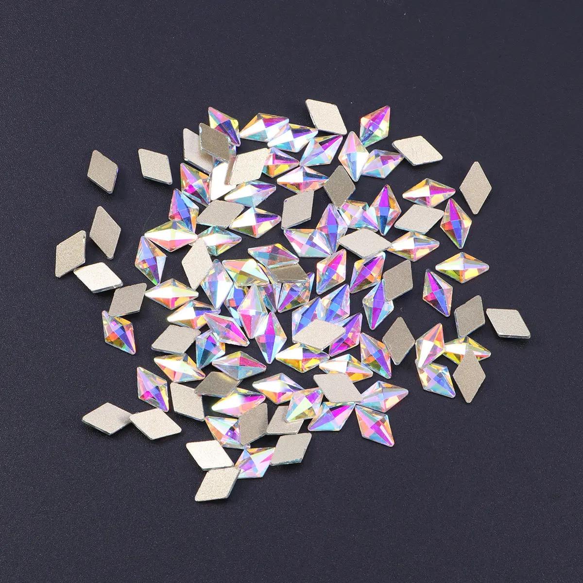 100 szt. Cyrkonii do zdobienia paznokci, romby, imitacja kryształów, płaskie dno, dekoracje do paznokci DIY, kryształowe rękodzieło