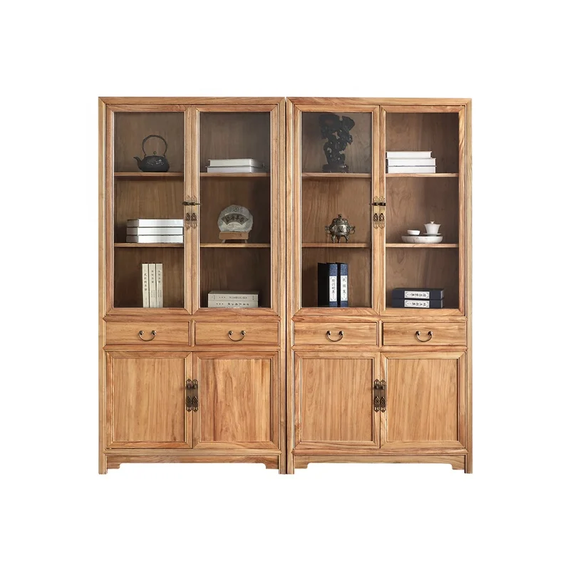 

Большой книжный шкаф с настраиваемыми ящиками для использования в отелях // Новый шкаф для хранения в гостиной в китайском антикварном стиле из массива дерева