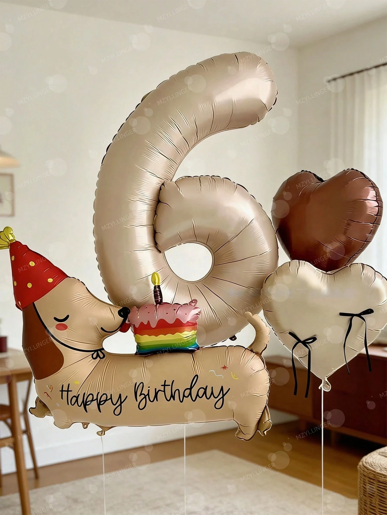 Ballons en feuille métallique pour fêtes d'anniversaire de chiens, décorations pour gâteaux à thème canin, avec des motifs en forme de cœur de 18 pouces et des rubans noirs, adaptés aux décorations de fêtes sur le thème des animaux, décorations d'anniversaire, décorations de ballons, fêtes de jardin, célébrations pour chiens heureux, cadeaux pour invités, fournitures de fête, décorations de chambre et autres occasions