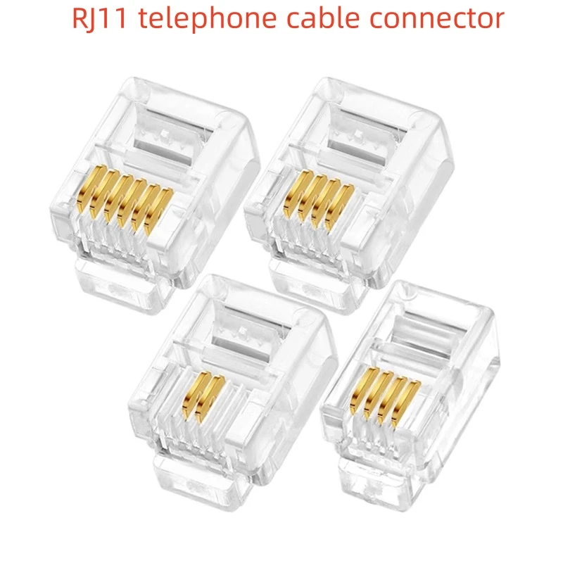 10PCS RJ11 telephone cable connector 6/4/2 core telephone crystal head 6P6C 6P4C 6P2C RJ9 4P4C