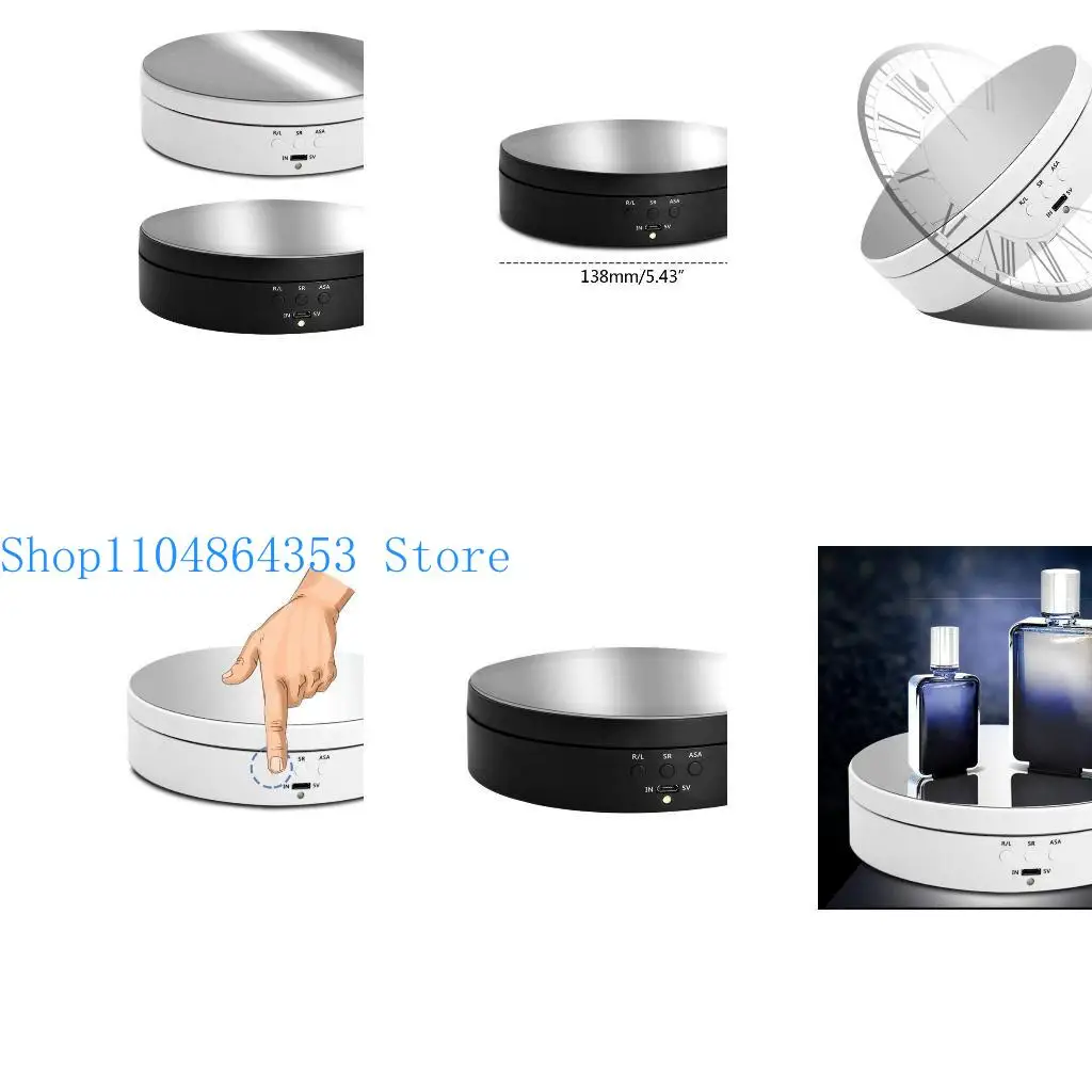 

652F Electric Mirror Glass Surface 360° Rotating Display Stand Turntable for Jewelry