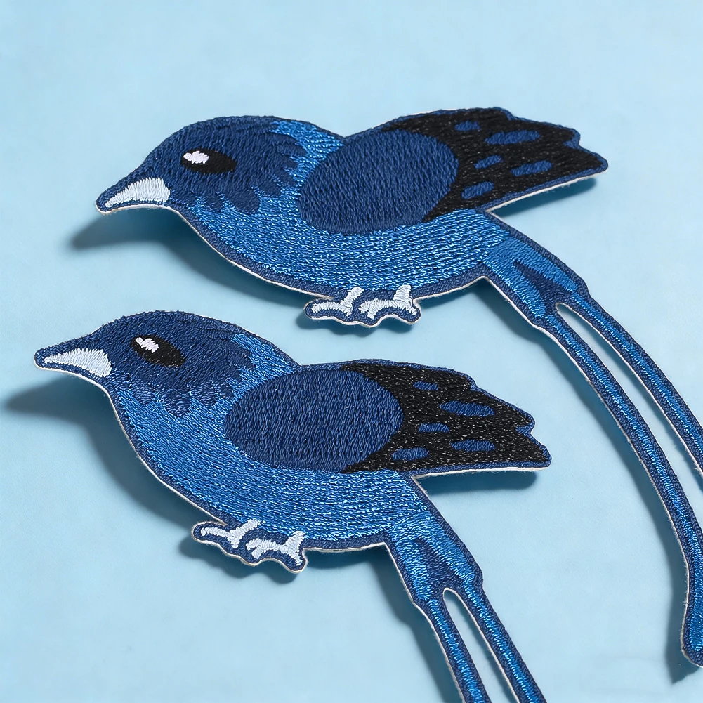 Blauer Elster-Vogel Bestickter Aufbügel-Patch Tier-Applikation für Kleidung Jeans Jacken DIY-Dekoration – Detail 4