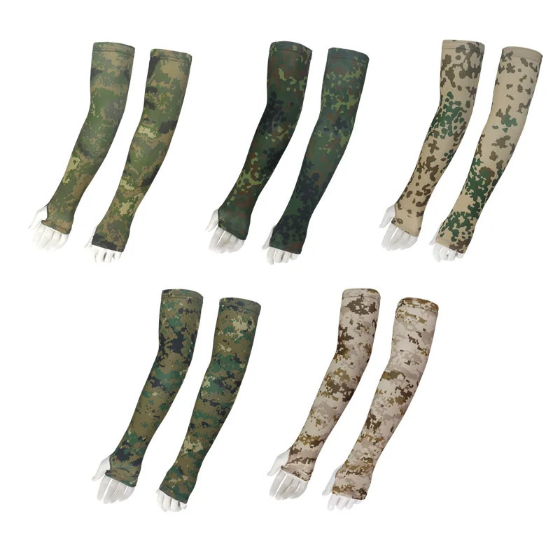 Camouflage Ice Silk Sleeve Cover Men Women Sun Protection Windproof Arm Sleeves Oversleeve for Outdoor Fishing Hunting Cycling