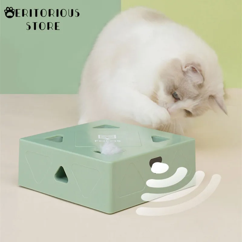 Electric Cat Toy Sqaure Magic Box Smart Teasing Cat Stick Crazy Game Interactive Cats Feather Toys Cat Catching Mouse