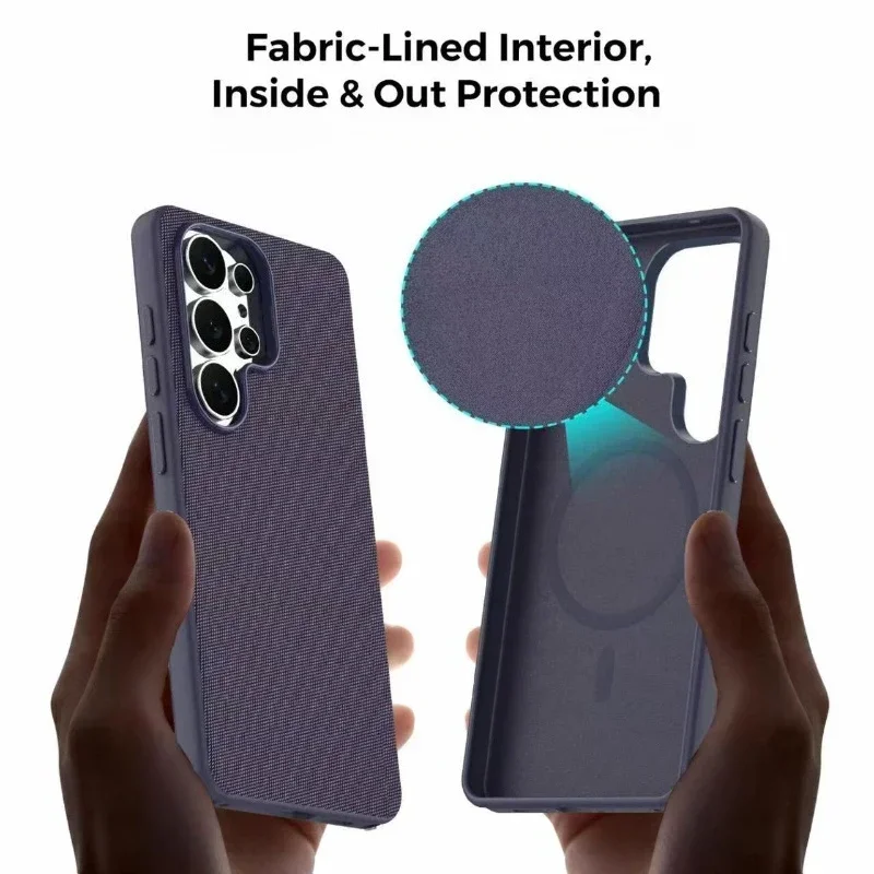High Quality Original Technology Woven Case For Samsung Galaxy S26 S25 S24 S23 S22Ultra Support wireless charging view 6