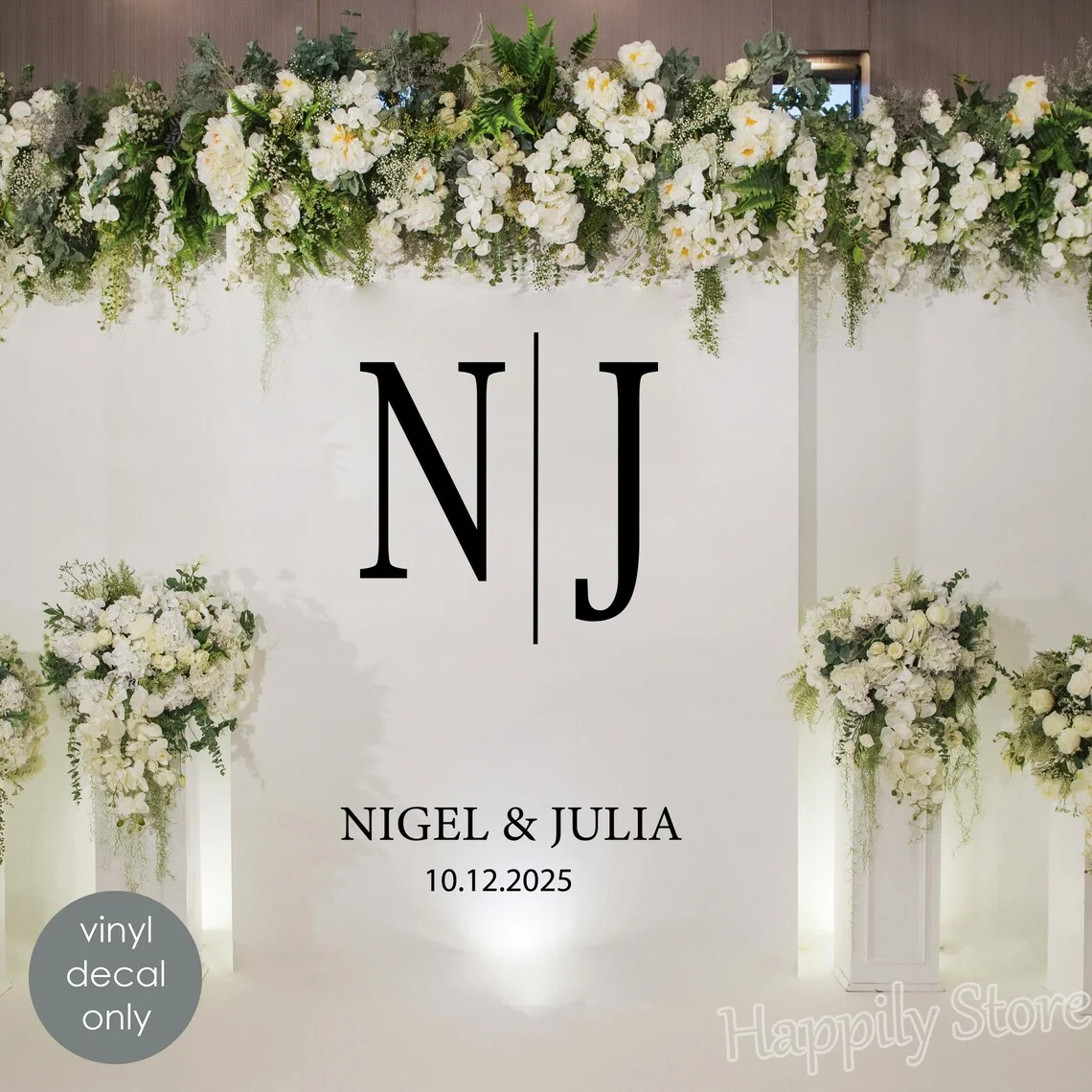 Large Size Wedding Mirror Decal Vinyl Wall Stickers Wedding Monogram Bride Groom Name Custom Decor Reception Decoration T257