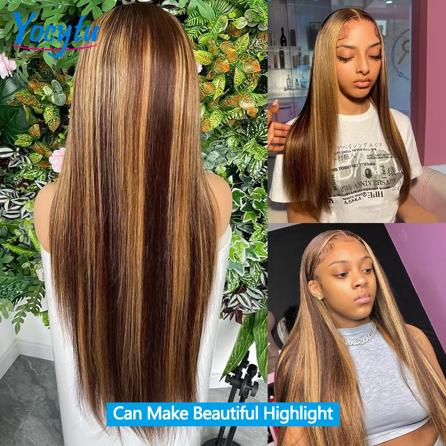 Highlight Straight Human Hair Bundles 22 24 26 Inches Ombre Human Hair Bundles P4/27 Bundles 100% Human Hair Honey Blonde Brazilian Weave Bundles