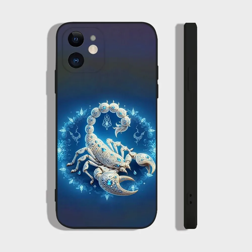 Cool insect Scorpion Phone Case For iPhone 14,13,12 Mini 11 Pro XR,X,XS,MAX 6S,7,8 Plus Silicone Cover Soft black