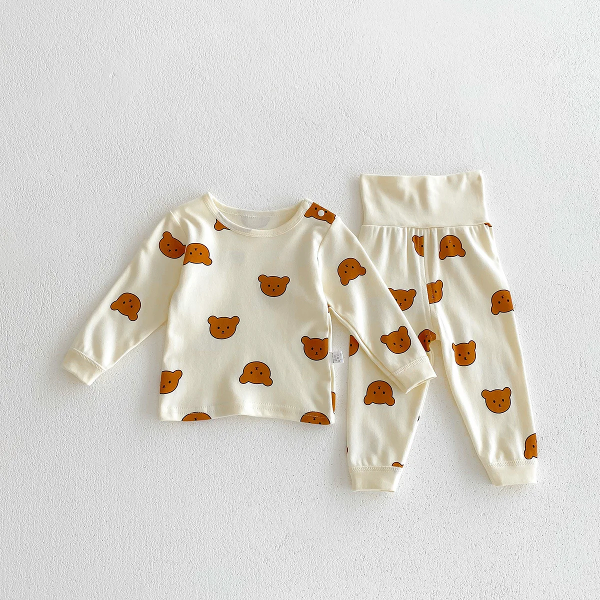 Baby Autumn Clothes Two-piece Cartoon Bear Print Underwear Korean Style Infant Boys Girls Home Wear Soft Cotton Pajamas Suits