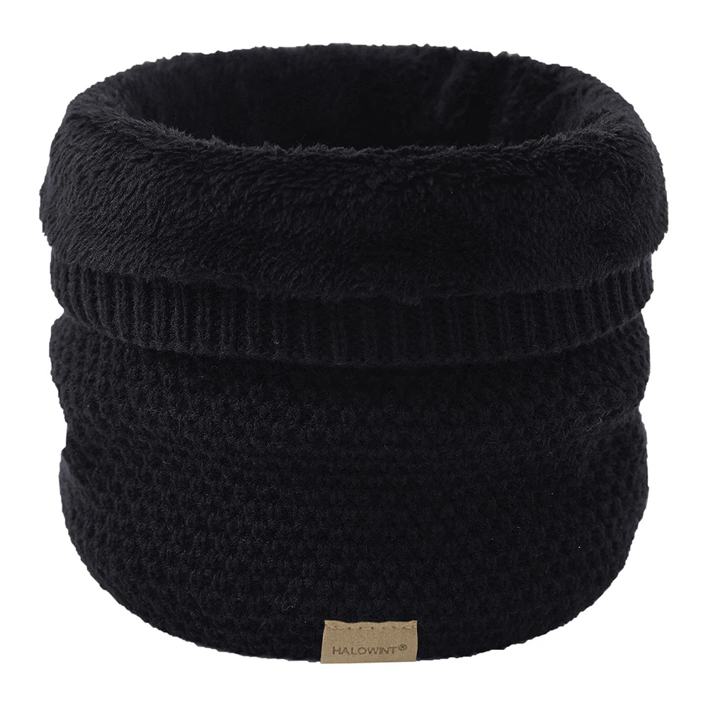 Nuova sciarpa ad anello lavorata a maglia spessa per donna uomo inverno caldo Snood collo sciarpe solido Unisex con lanugine Ourdoor sci maschera