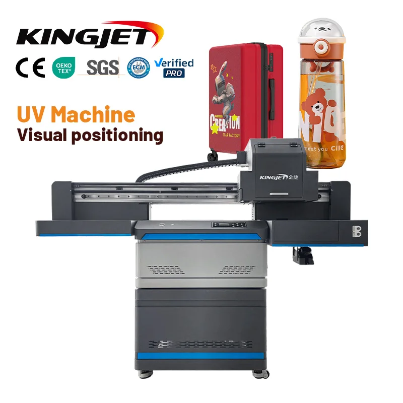 Kingjet Factory imprimante  UV Printer 6090 Flatbed and Roll to Roll All-in-one Inkjet Printer uv Printing machine