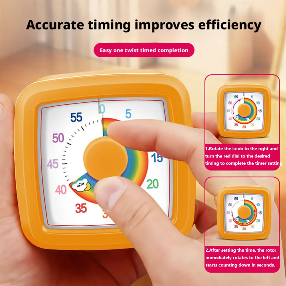Visual Timer Children's Self-discipline Tool Countdown 60-minute Student Learning Homework Time Pomodoro Stopwatch Management