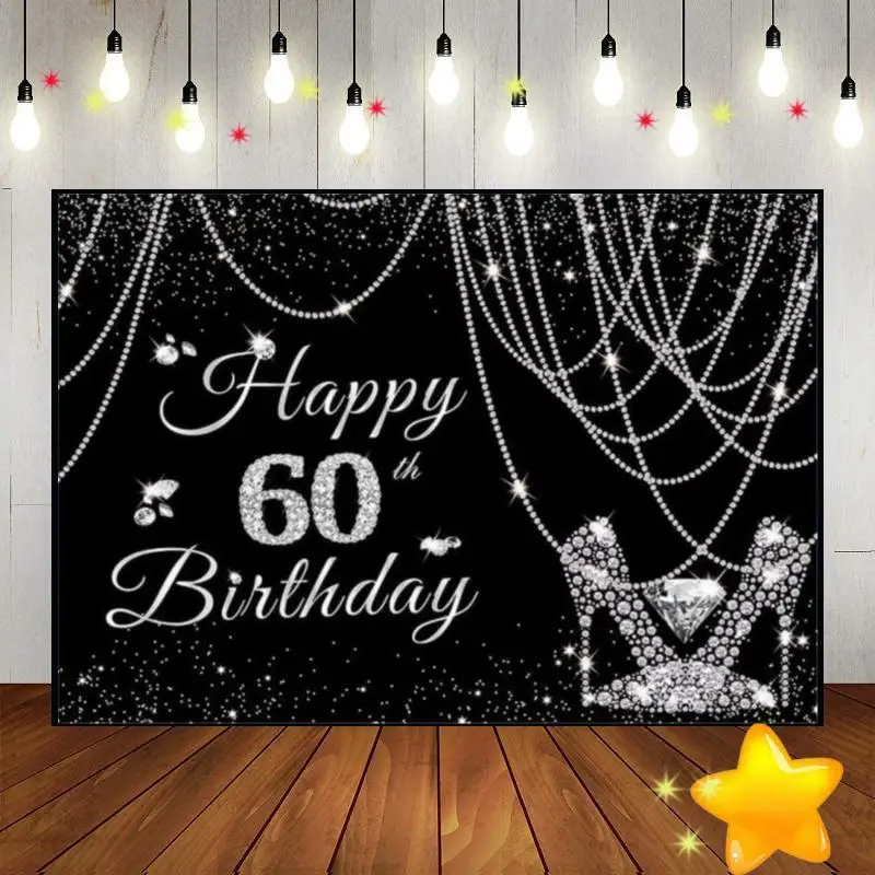 Happy 55/60th Birthday Backdrop for Photography Background Artistic Green Screen Lantern Photocall Personalized Photo Exquisite