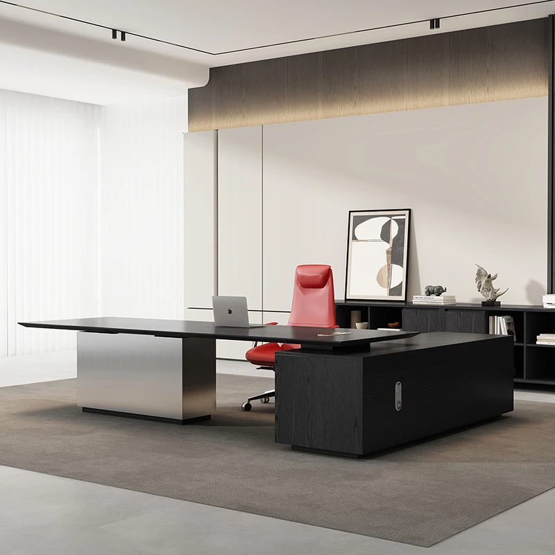 

Executive Drawer Office Desk Computer Modern Study Wooden Office Desk Minimalist Lshaped Mesas Escritorio Commercial Furniture