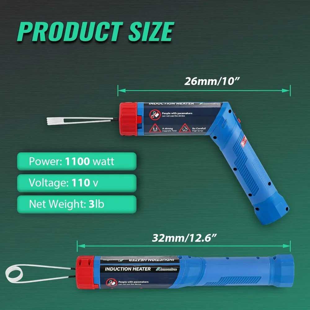 

1100W Portable Induction Bolt Heater with 8 Coils and Durable Case for Efficient Nut and Bolt Removal