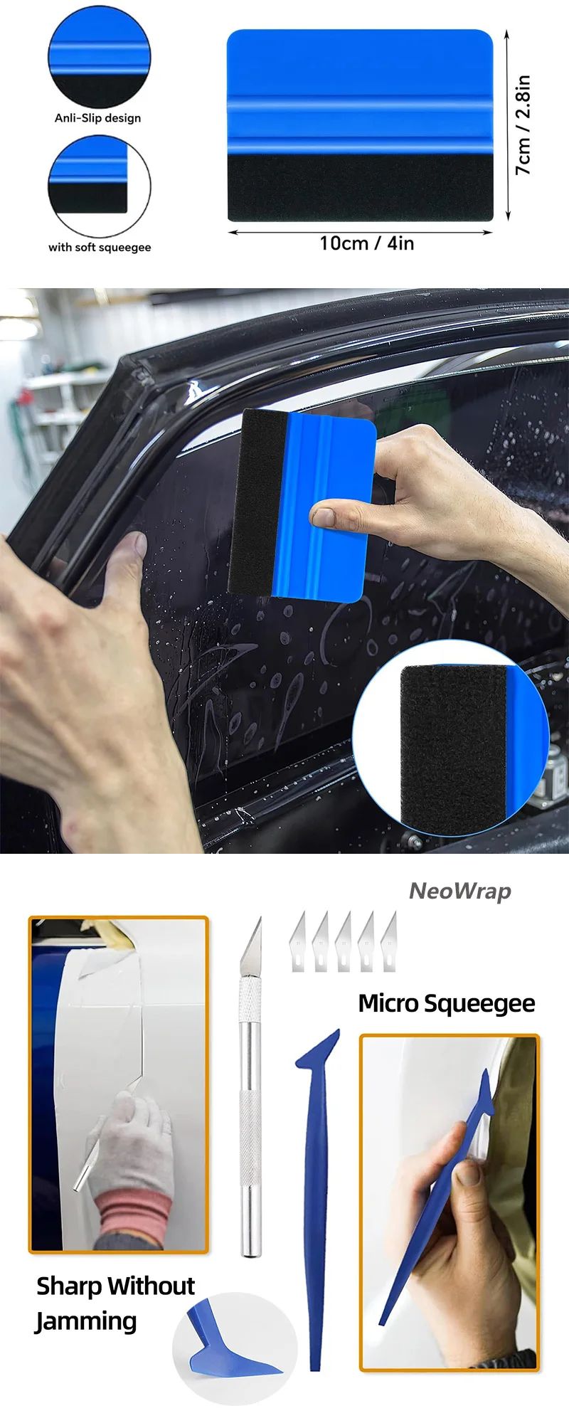 NeoWrap Vinyl-Wickelwerkzeuge Auto-Fenster-Tönungs-Set Glasfolien-Rakel Kunststoff-Schaber Blasenentferner Vinyl-Applikationswerkzeug 10-30 Stück – Detail 6