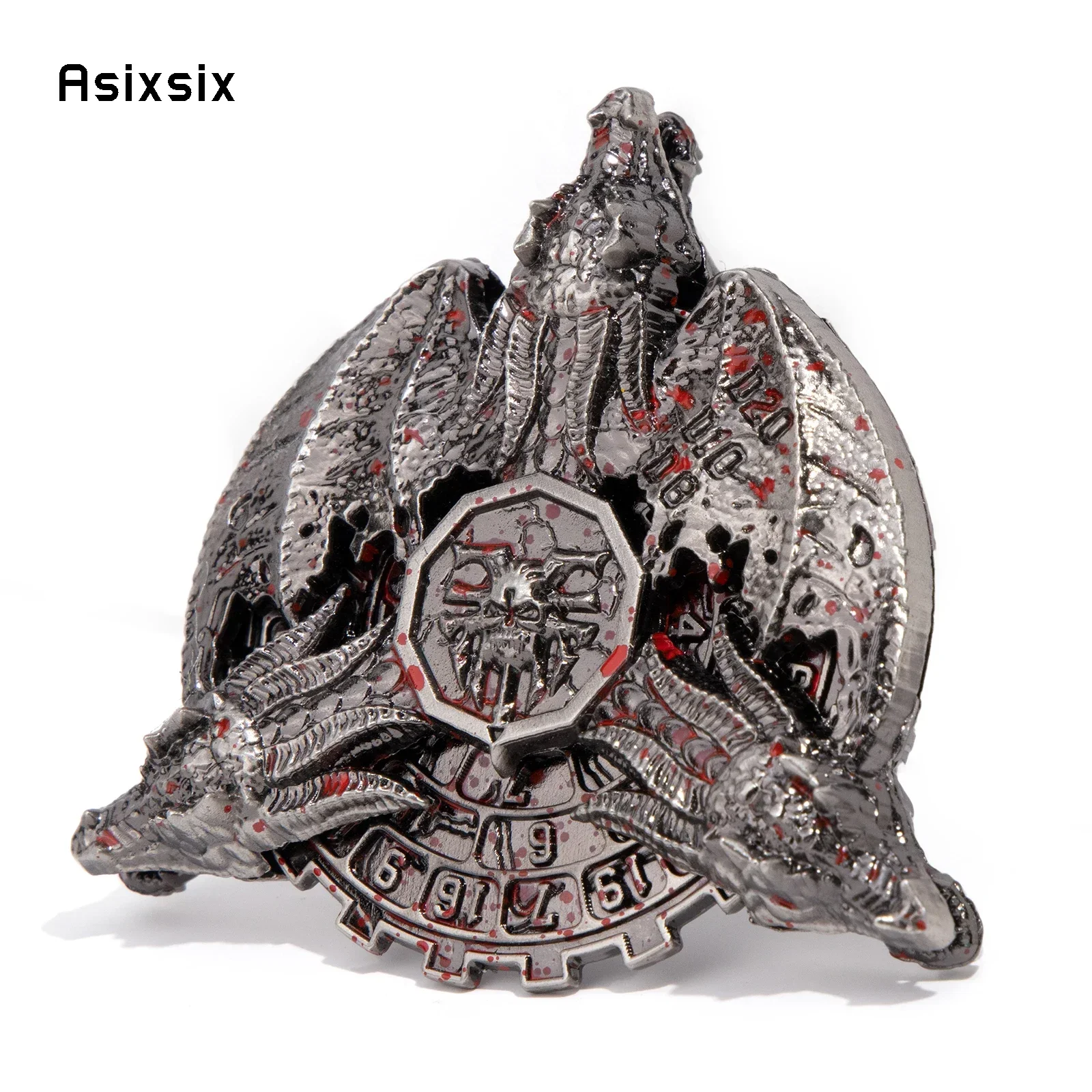 

Silver Red Skull A Spinning Wheel Toy with Dice for A Multiplayer Rotation Game, Featuring A Dice Scoring System