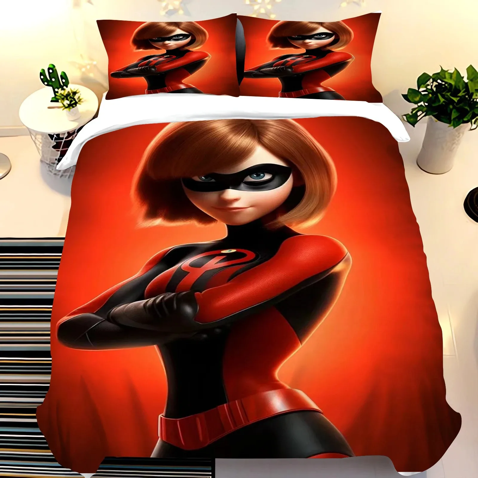 Disney The Incredibles Cartoon Bedding Set Quilt Spiderman Duvet Cover Comforter Bedclothes Children Kid Boy Bed Birthday Gift