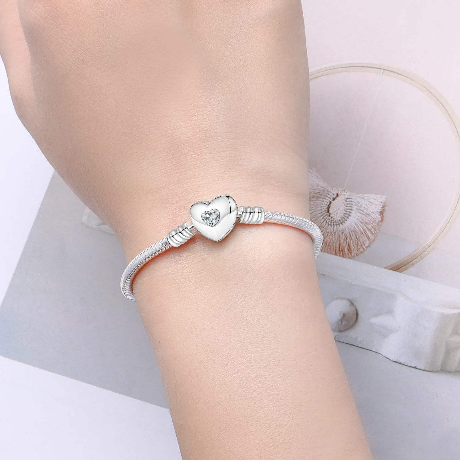 الفاخرة الأصلي 925 الفضة الحد الأدنى القلب ثعبان سلسلة الإسورة سوار للنساء صالح DIY بها بنفسك الخرز قلادة جالبة للحظ مجوهرات هدايا #3