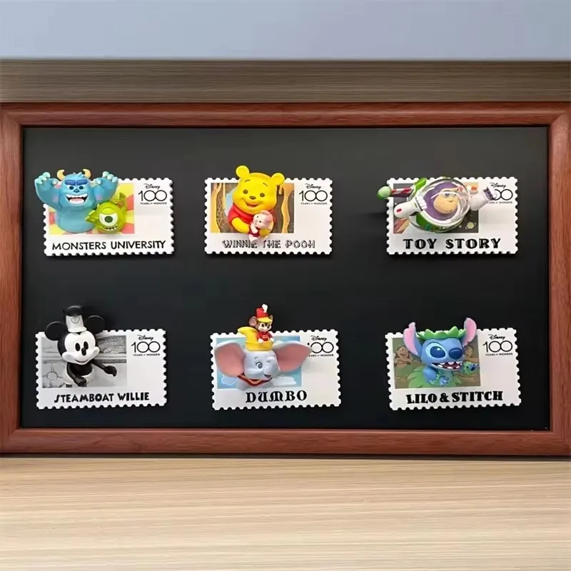 New Miniso Disney Anniversary Retro Stamp Series Blind Box Anime Cartoon Figures Mystery Box Fridge Magnet Handicraft Decor Gift