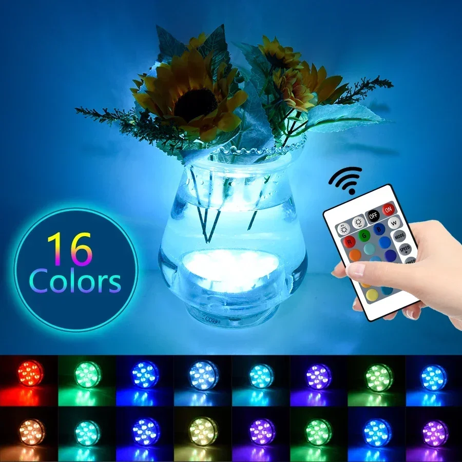 10Leds RGB Swimming Pool Light LED Underwater Light Battery Powered Garden Dive Fish Light For Wedding Party Vase Aquarium